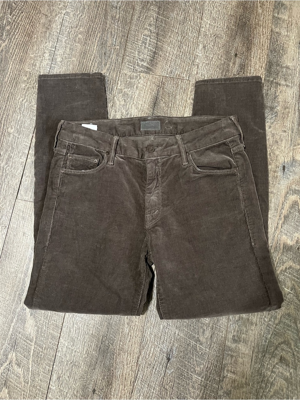 MOTHER The Looker Crop Hopscotch Brown Corduroy Pants